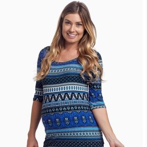 Pinkblush Tops - Pinkblush Blue Moroccan Print Fitted Maternity Top Pinkblush Tops - Pinkblush Blue Moroccan Print Fitted Maternity Top